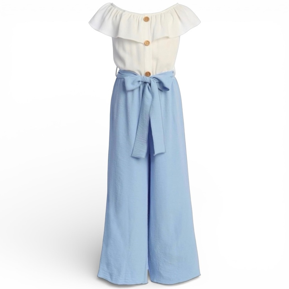 Just Kids Blue and White Girls Jumpsuit Size 4